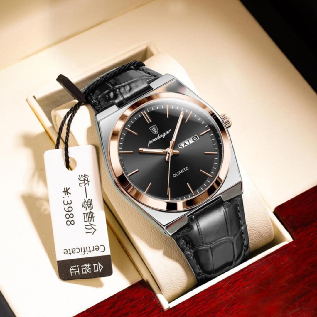 Men,s premium leather strap watch